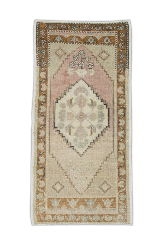 Oriental Hand Knotted Vintage Turkish Mini Rug 1'8" x 3'6" #8736