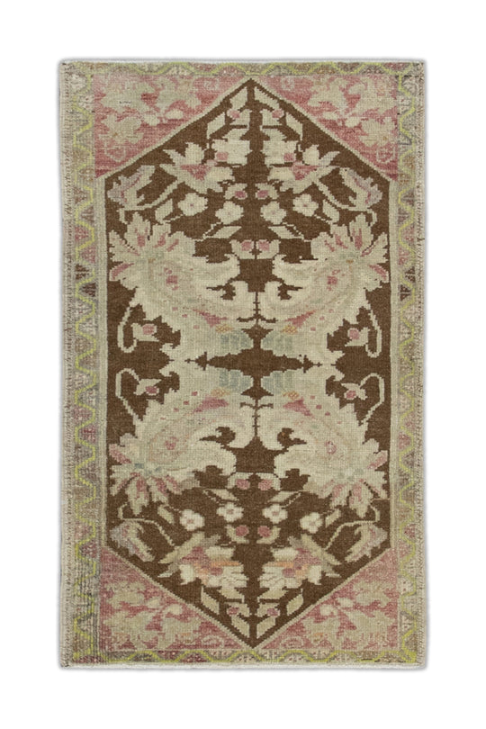 Oriental Hand Knotted Vintage Turkish Mini Rug 1'7" x 3'1" #8543