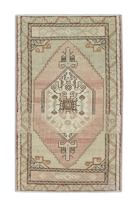 Oriental Hand Knotted Vintage Turkish Mini Rug 1'7" x 3'2" #8315
