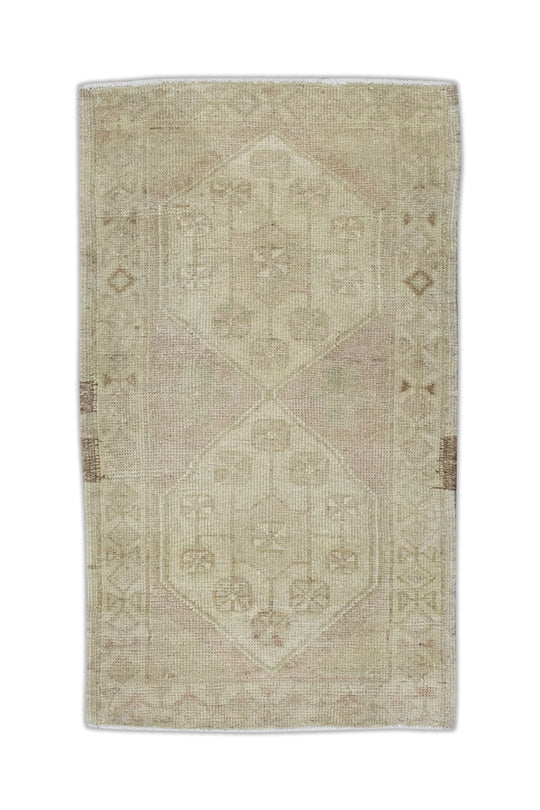 Oriental Hand Knotted Vintage Turkish Mini Rug 1'10" x 3'1" #8424