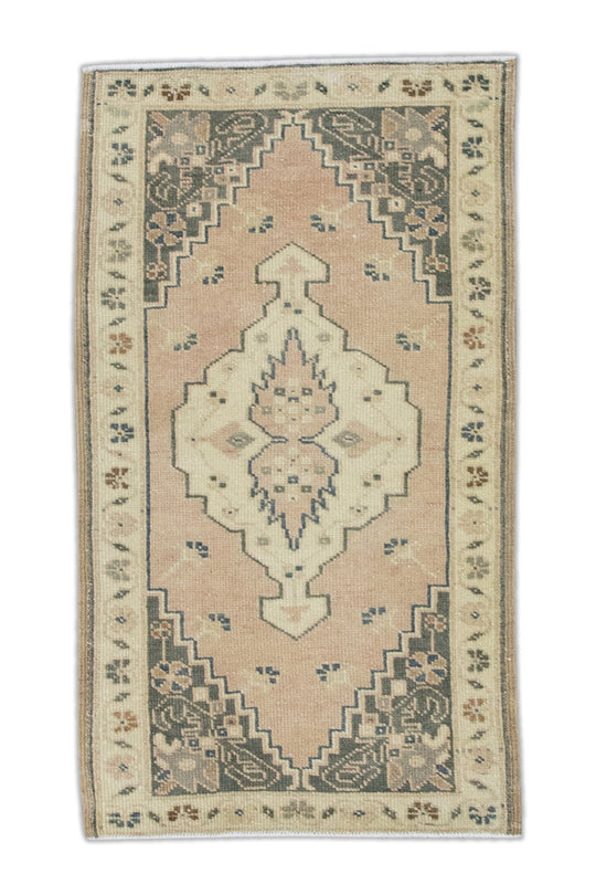 Oriental Hand Knotted Vintage Turkish Mini Rug 1'7" x 3' #8871