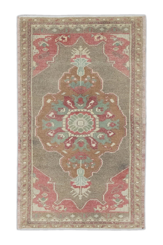 Oriental Hand Knotted Vintage Turkish Mini Rug 1'9" x 3'2" #8739