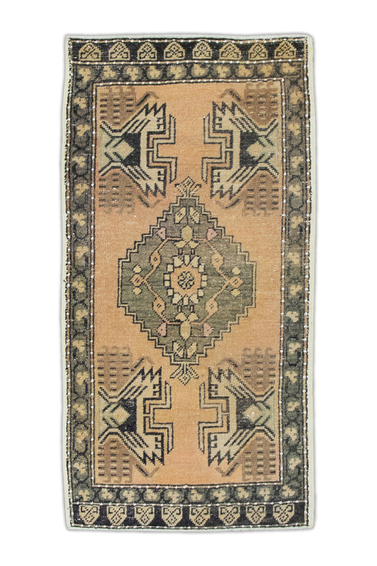 Oriental Hand Knotted Vintage Turkish Mini Rug 1'9" x 3'6" #8584