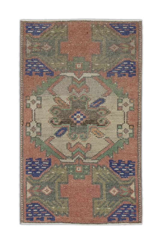 Oriental Hand Knotted Vintage Turkish Mini Rug 1'5" x 2'10" #8968