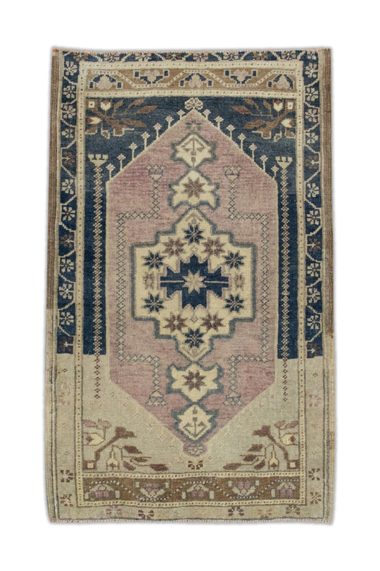 Oriental Hand Knotted Vintage Turkish Mini Rug 1'10" x 3' #8538