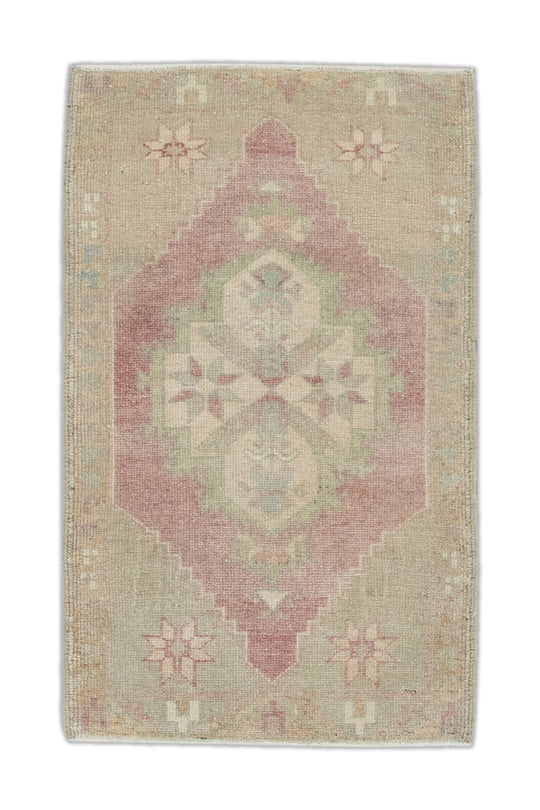 Oriental Hand Knotted Vintage Turkish Mini Rug 1'10" x 2'11" #8277