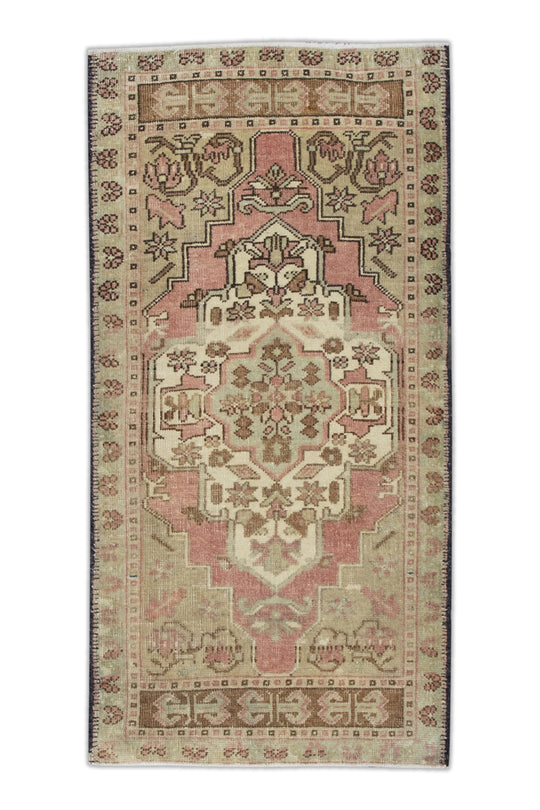 Oriental Hand Knotted Vintage Turkish Mini Rug 1'11" x 3'7" #8527