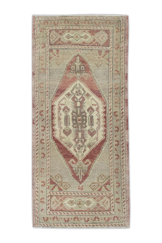 Oriental Hand Knotted Vintage Turkish Mini Rug 1'7" x 3'5" #8999