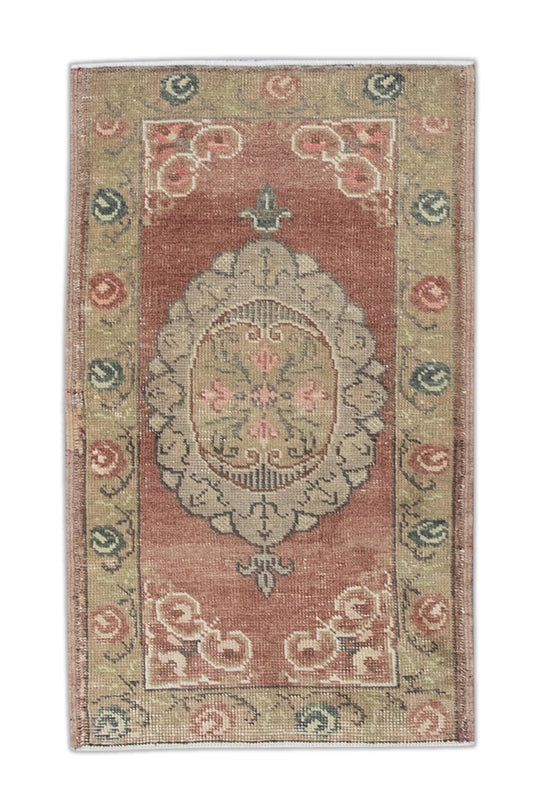 Oriental Hand Knotted Vintage Turkish Mini Rug 1'7" x 2'11" #8868