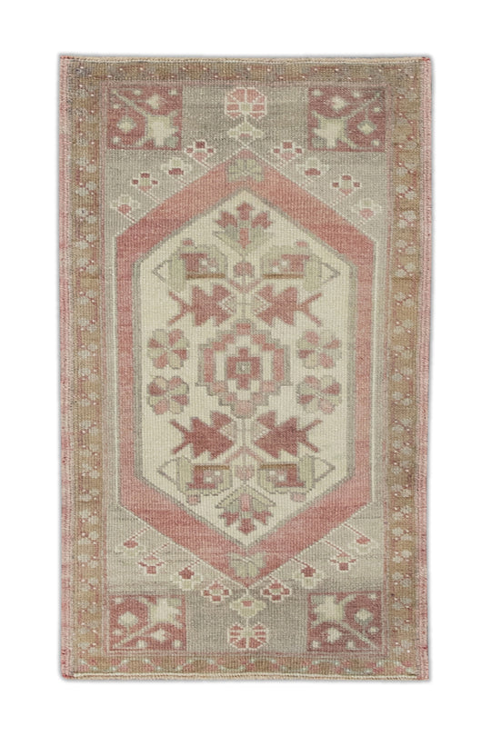 Oriental Hand Knotted Vintage Turkish Mini Rug 1'7" x 3'1" #8588