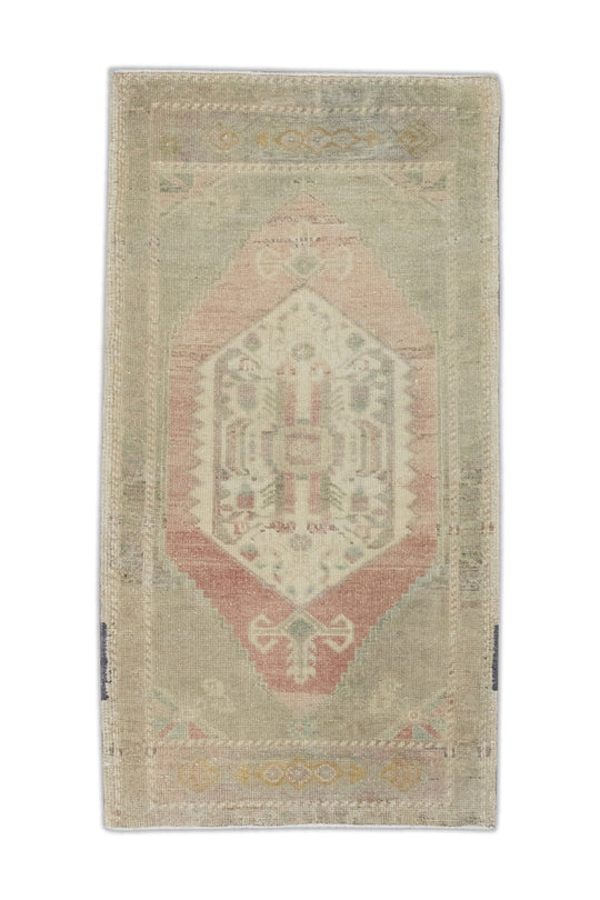 Oriental Hand Knotted Vintage Turkish Mini Rug 1'10" x 3'5" #8949