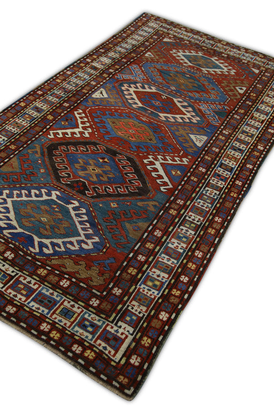 Antique Kazak Rug  4'2" x 7'7" #01