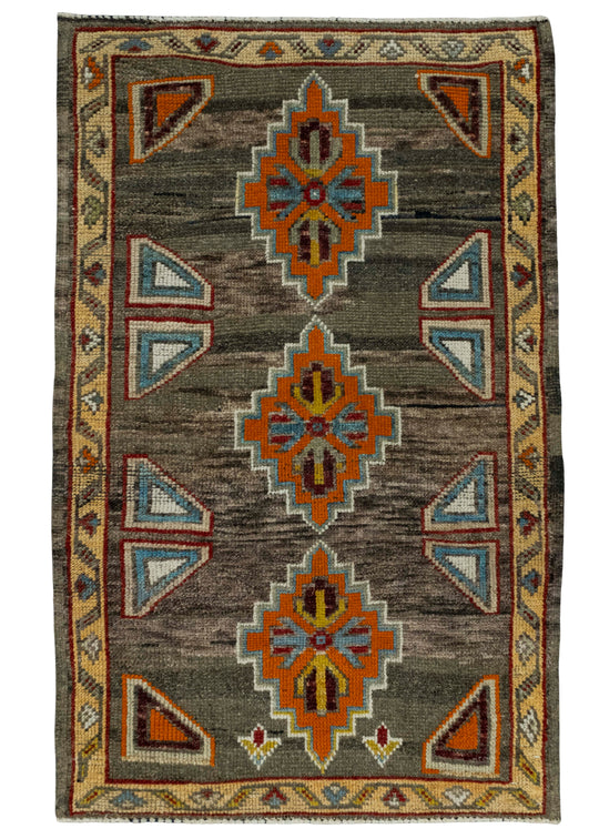 Turkish Mini Rug Oriental Hand Knotted Vintage Rug 2'2" x 3'4" #16400