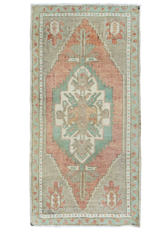Turkish Mini Rug Oriental Hand Knotted Vintage Rug 1'8" x 3'4" #16779