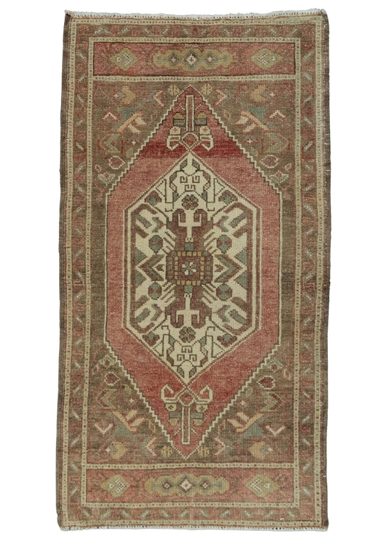 Turkish Mini Rug Oriental Hand Knotted Vintage Rug 1'8" x 3'2" #20639