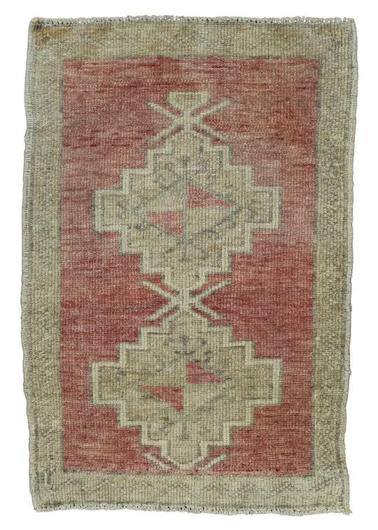 Turkish Mini Rug Oriental Hand Knotted Vintage Rug 1'8" x 2'6" #16579