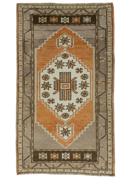 Turkish Mini Rug Oriental Hand Knotted Vintage Rug 1'11" x 3'3" #16314