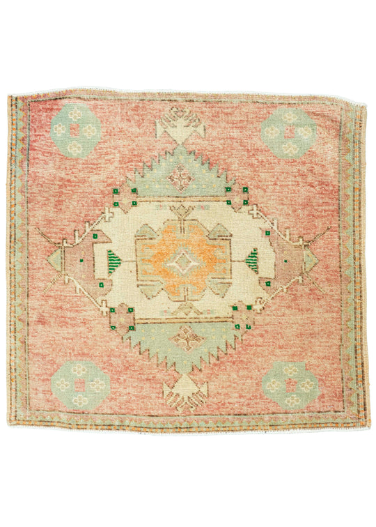 Turkish Mini Rug Oriental Hand Knotted Vintage Rug 2'5" x 2'4" #20761