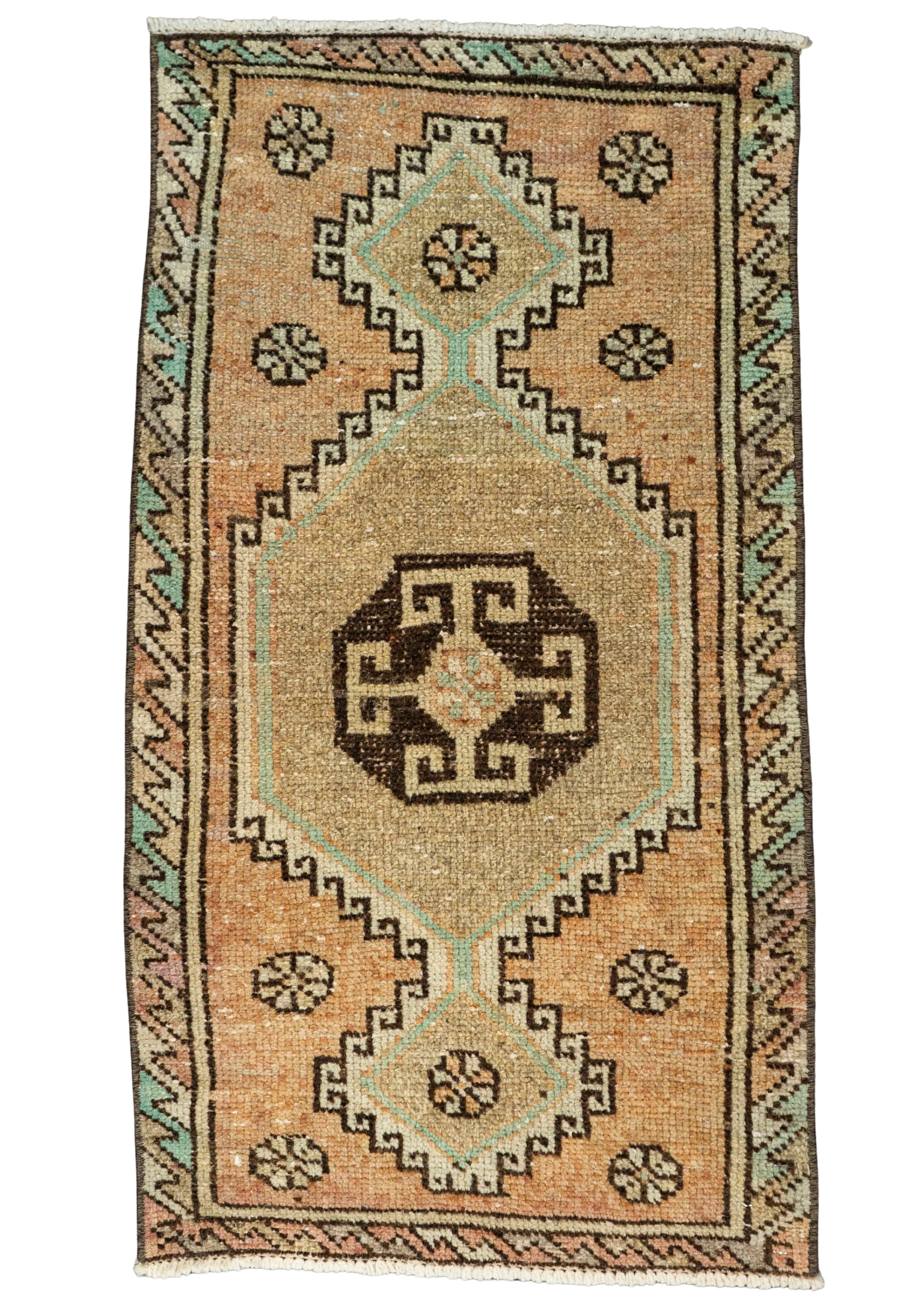 Turkish Mini Rug Oriental Hand Knotted Vintage Rug 1'8" x 3' #21097
