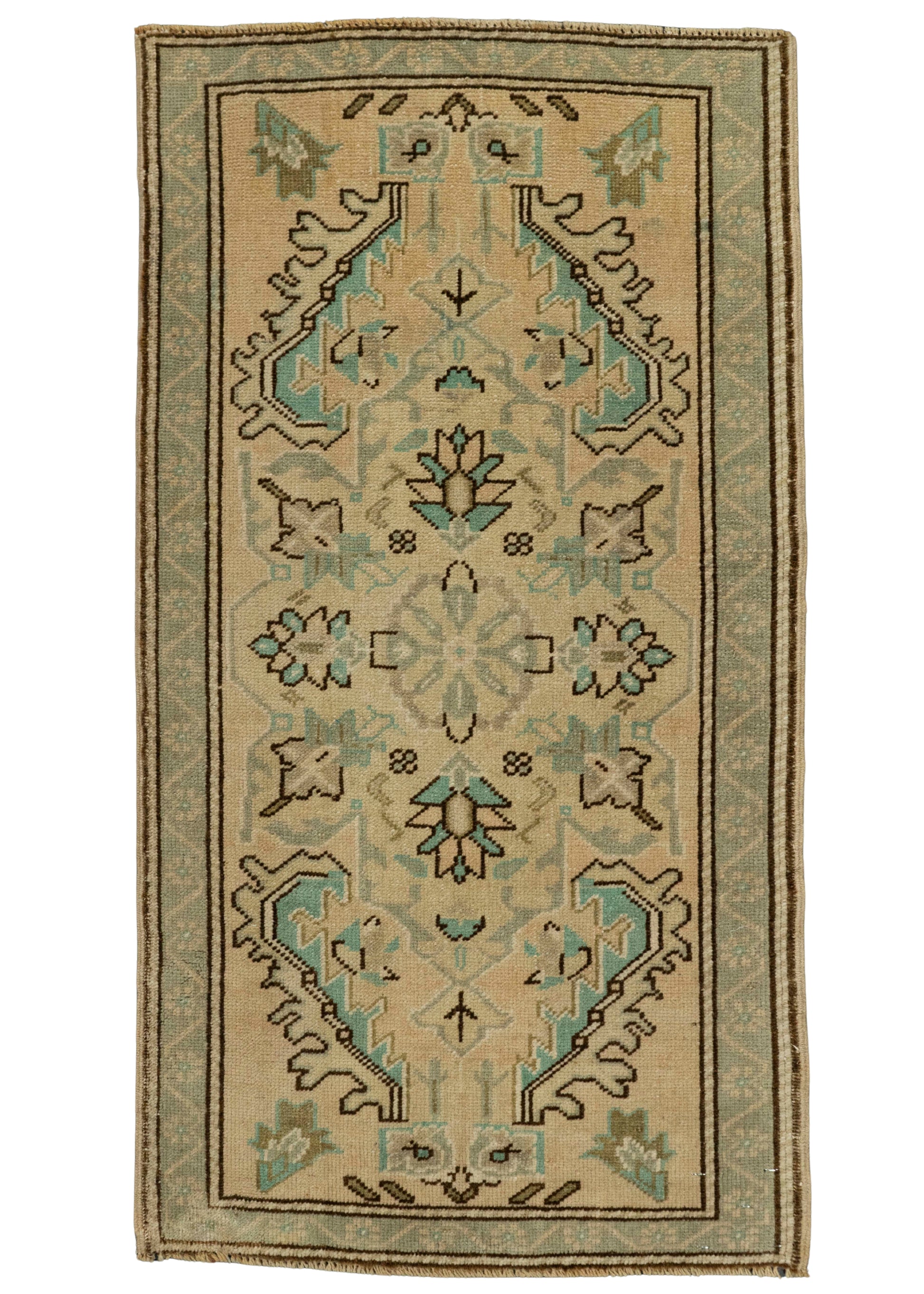 Turkish Mini Rug Oriental Hand Knotted Vintage Rug 1'10" x 3'4" #21092
