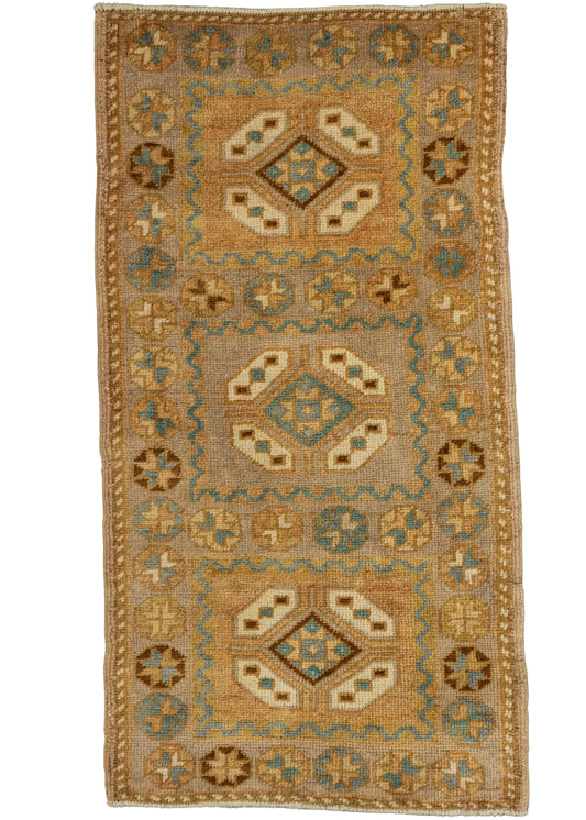 Turkish Mini Rug Oriental Hand Knotted Vintage Rug  1'8" x  3'2" #22062