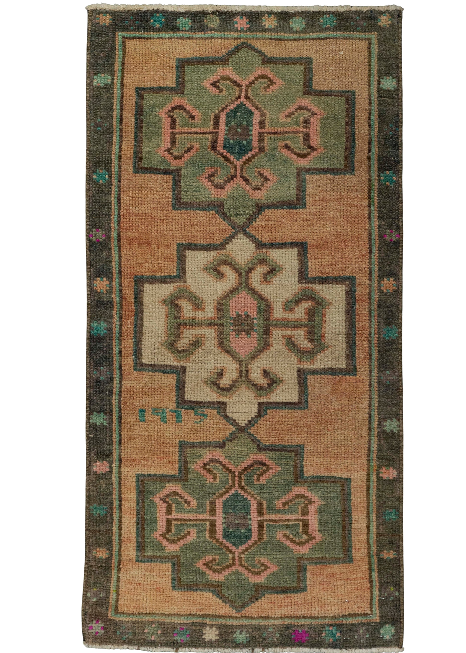 Turkish Mini Rug Oriental Hand Knotted Vintage Rug 1'8" x 3'4" #21195