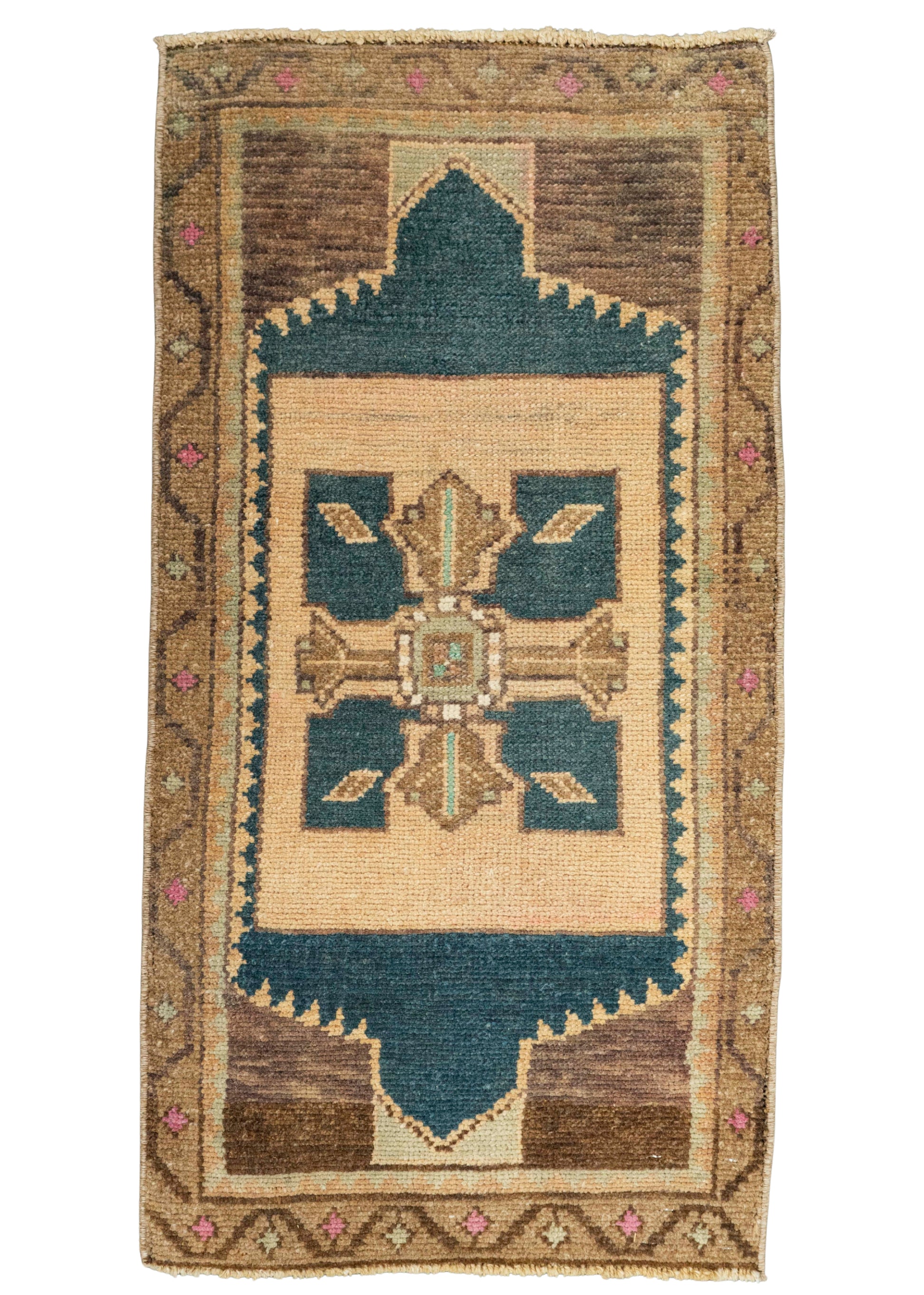 Turkish Mini Rug Oriental Hand Knotted Vintage Rug 1'7" x 3' #21243