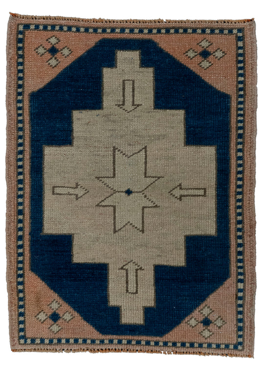 Turkish Mini Rug Oriental Hand Knotted Vintage Rug 1'10" x 2'5" #20619