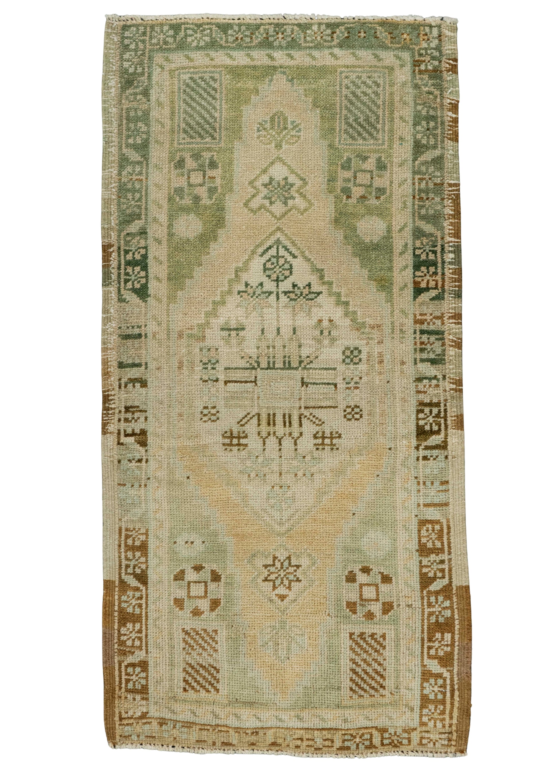 Turkish Mini Rug Oriental Hand Knotted Vintage Rug 1'7" x 3'2" #21072
