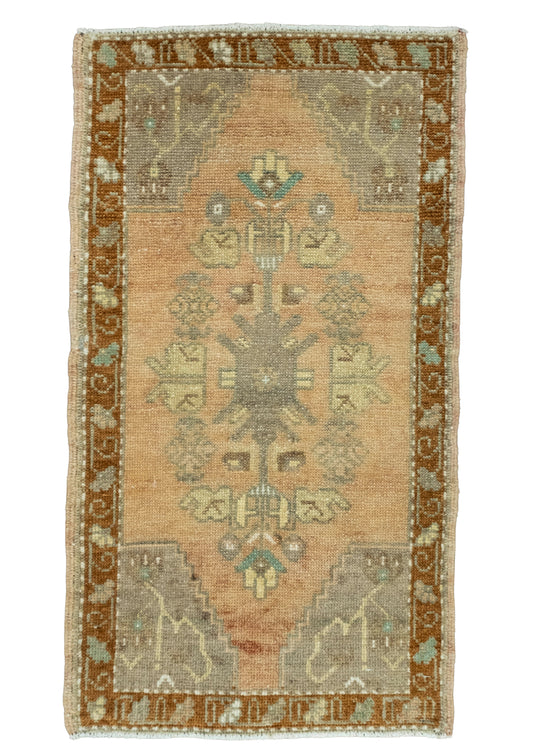 Turkish Mini Rug Oriental Hand Knotted Vintage Rug 1'7" x 2'10" #16528