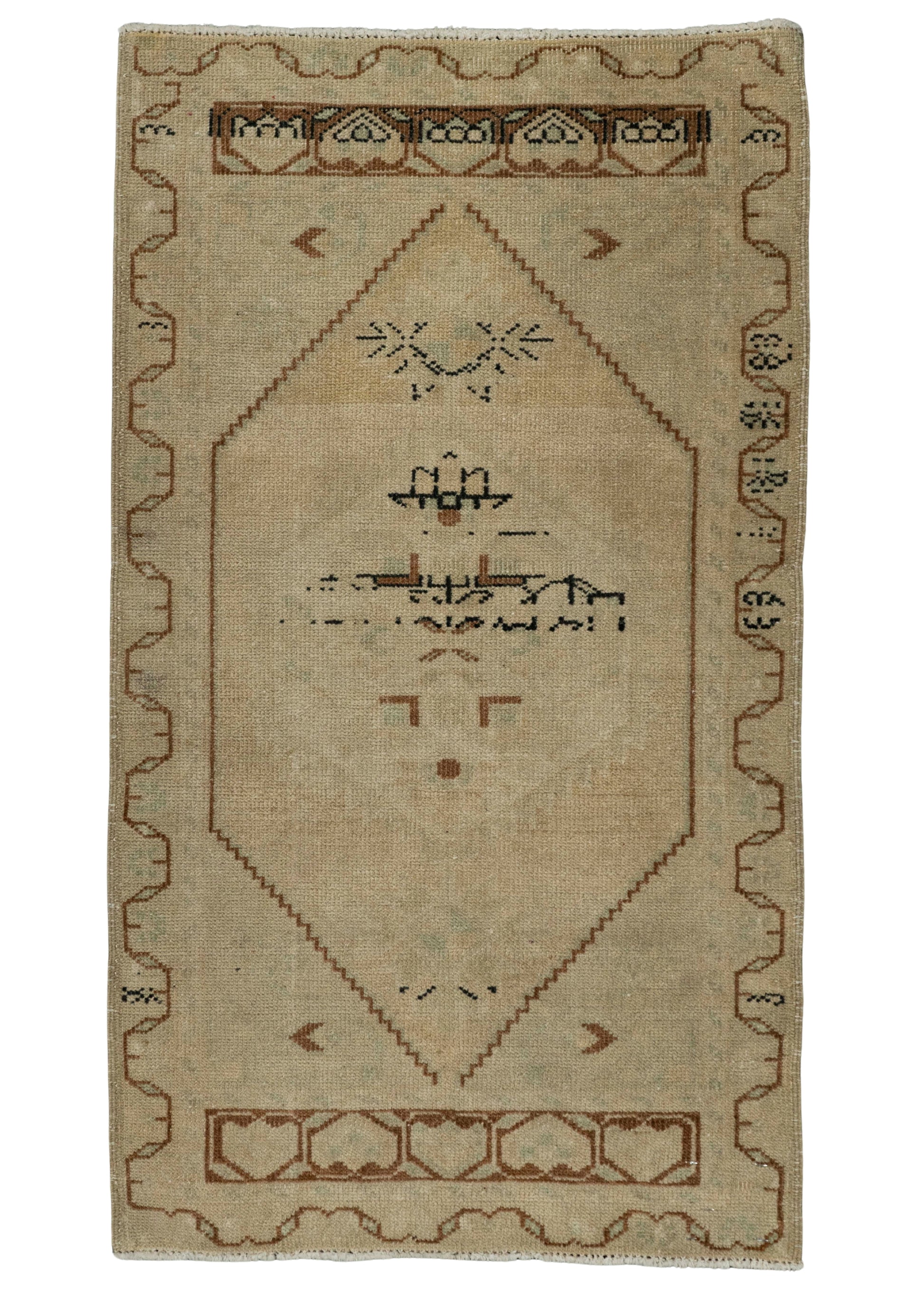Turkish Mini Rug Oriental Hand Knotted Vintage Rug 1'10" x 3'3" #21054