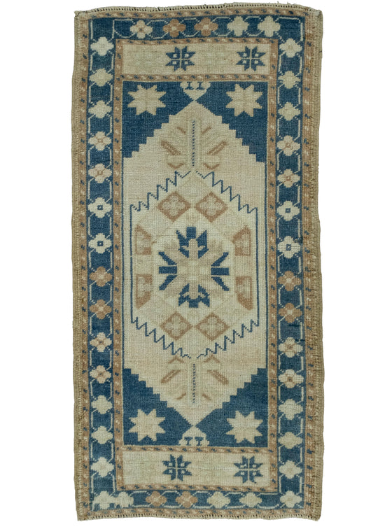 Turkish Mini Rug Oriental Hand Knotted Vintage Rug 1'9" x 3'8" #16518