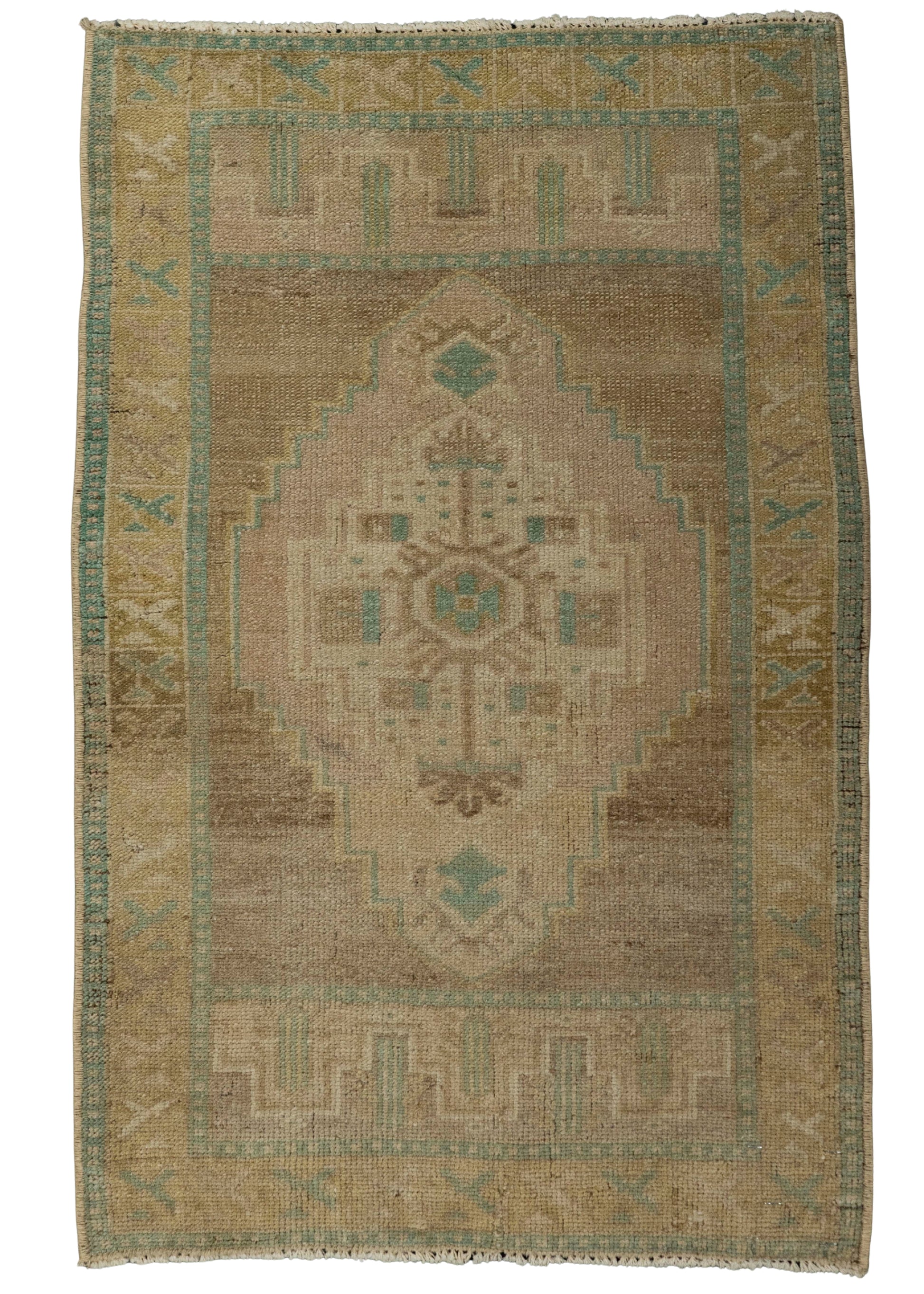 Turkish Mini Rug Oriental Hand Knotted Vintage Rug 1'10" x 2'10" #21053