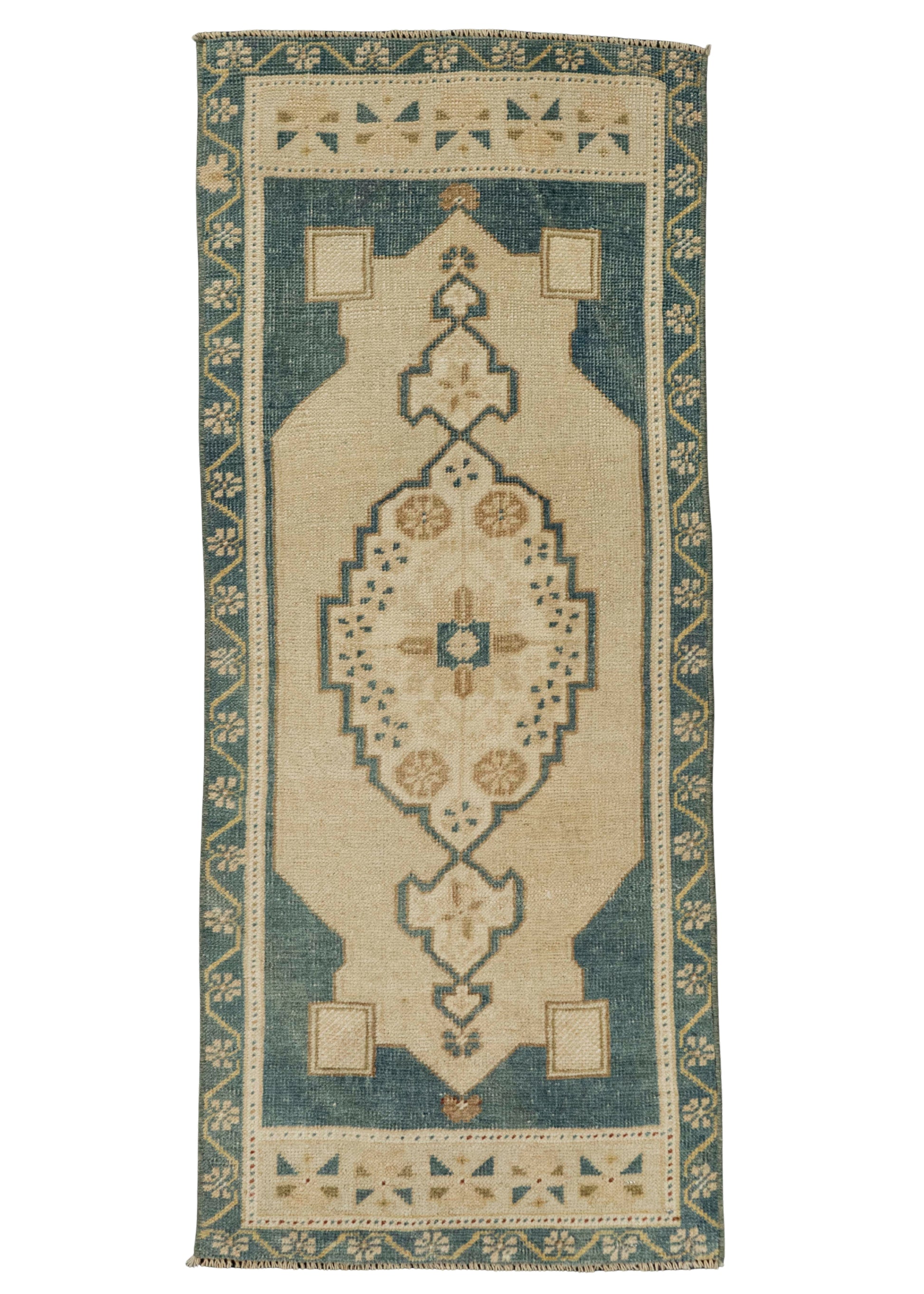 Turkish Mini Rug Oriental Hand Knotted Vintage Rug 1'8" x 4' #21148