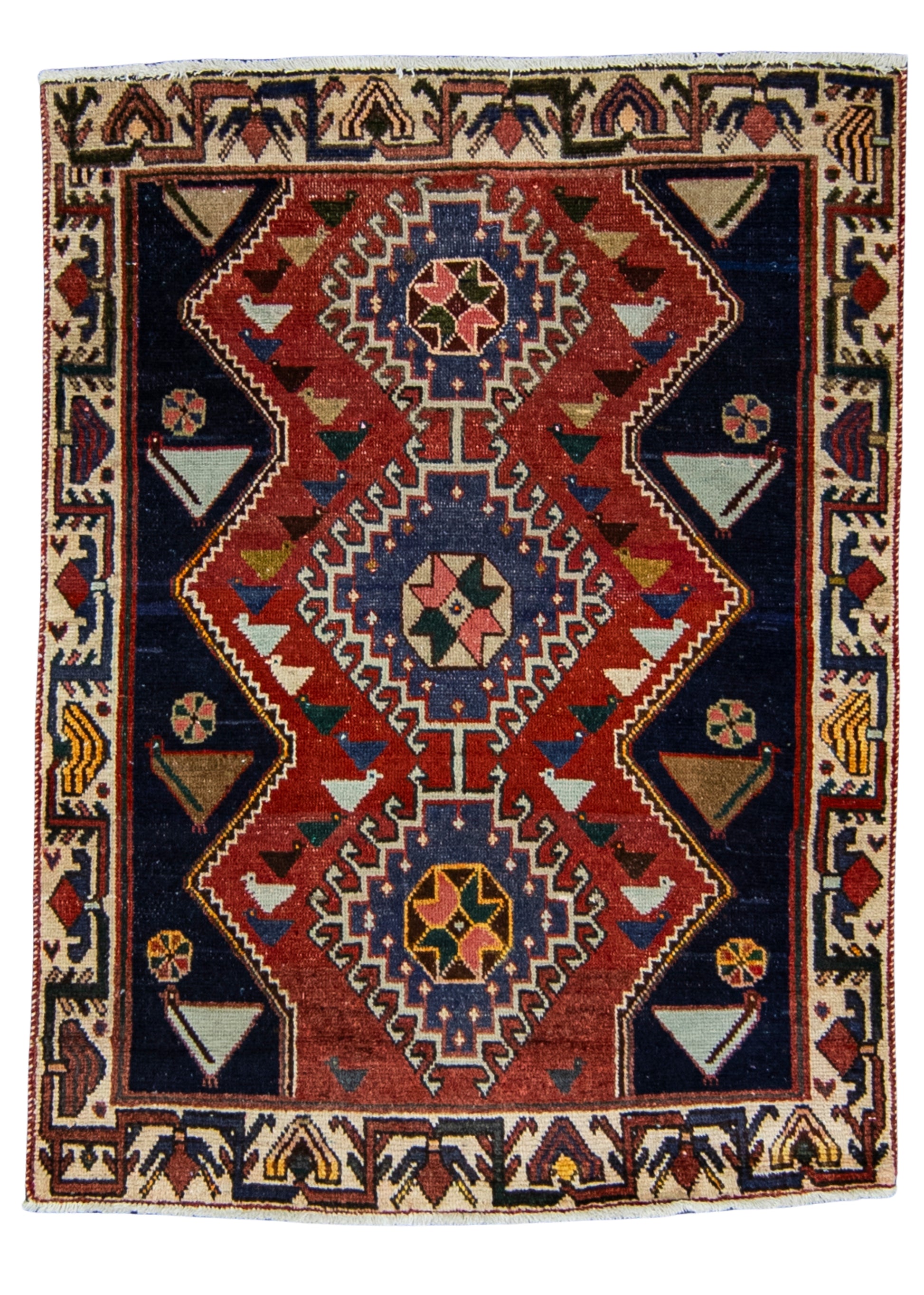 Oriental Handmade Vintage Rug 3'7" x 4'9" #21479