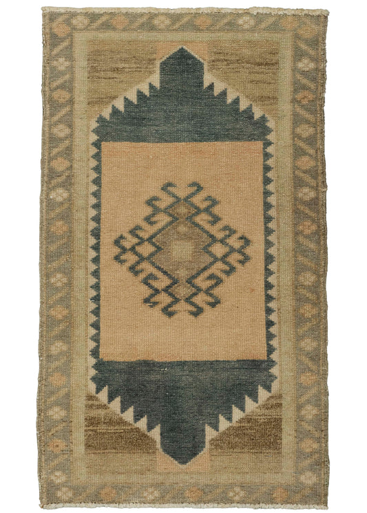Turkish Mini Rug Oriental Hand Knotted Vintage Rug 1'7" x 2'8" #21254