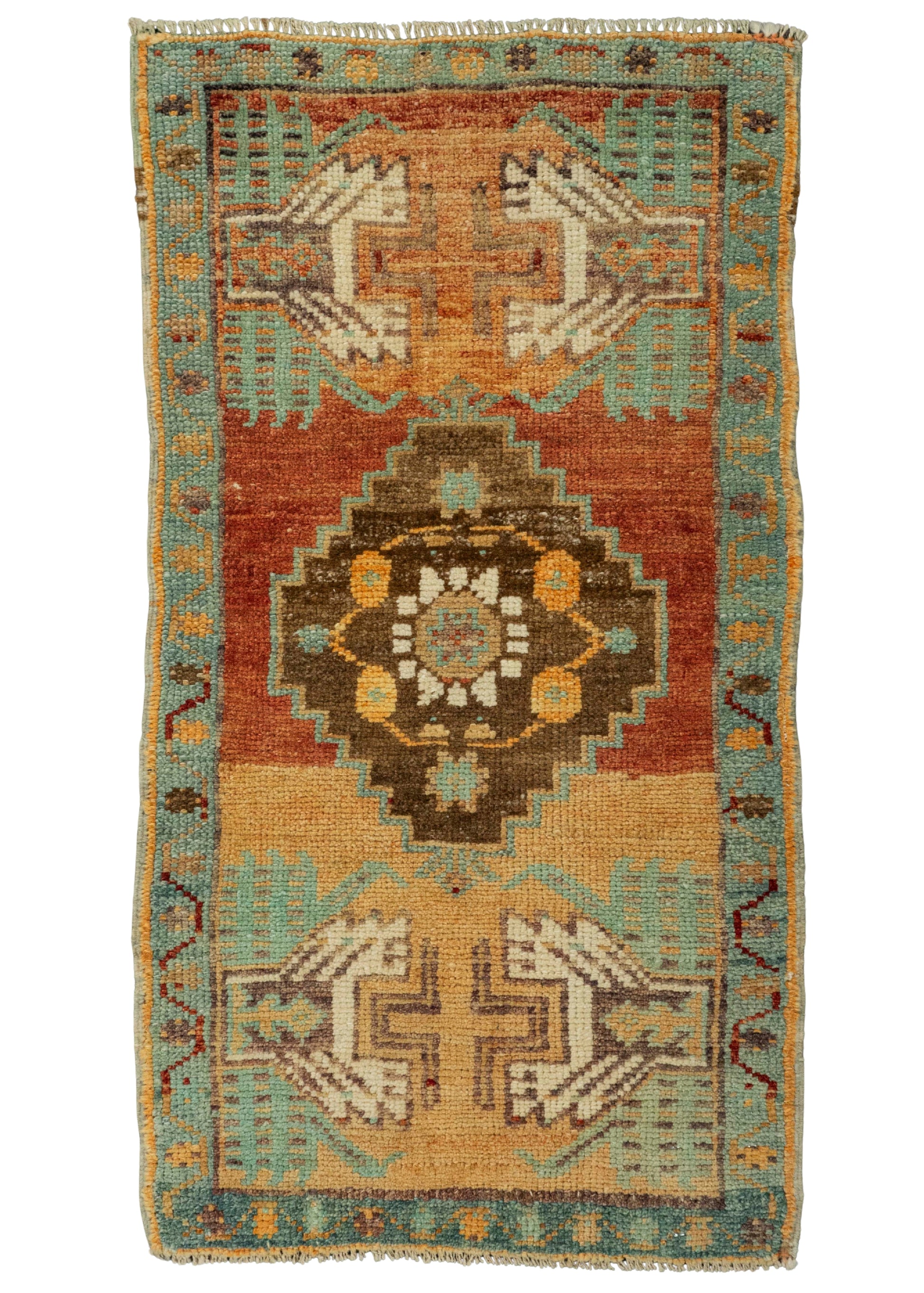 Turkish Mini Rug Oriental Hand Knotted Vintage Rug 1'7" x 2'11" #21181