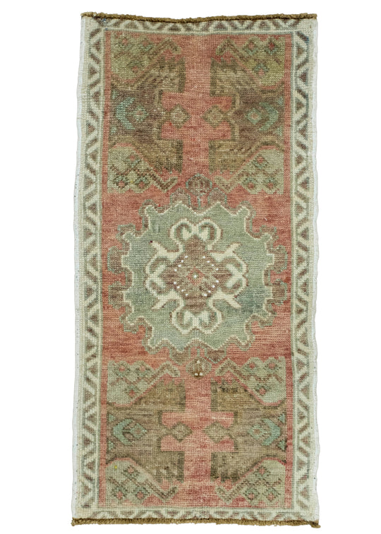 Turkish Mini Rug Oriental Hand Knotted Vintage Rug 1'8" x 3'6" #16581