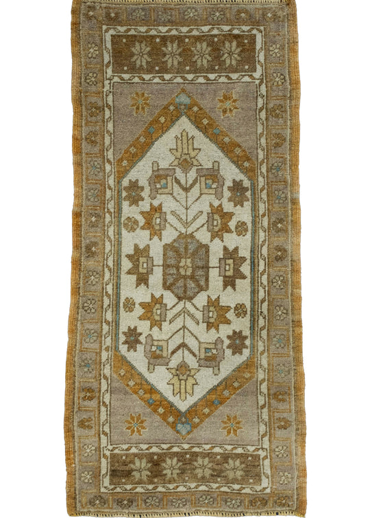 Turkish Mini Rug Oriental Hand Knotted Vintage Rug 1'7" x 3'7" #16147