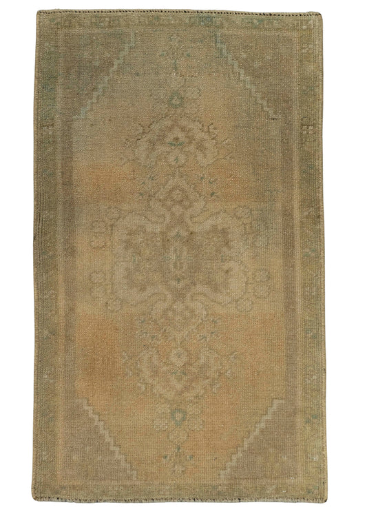 Turkish Mini Rug Oriental Hand Knotted Vintage Rug 1'10" x 3'1" #21030