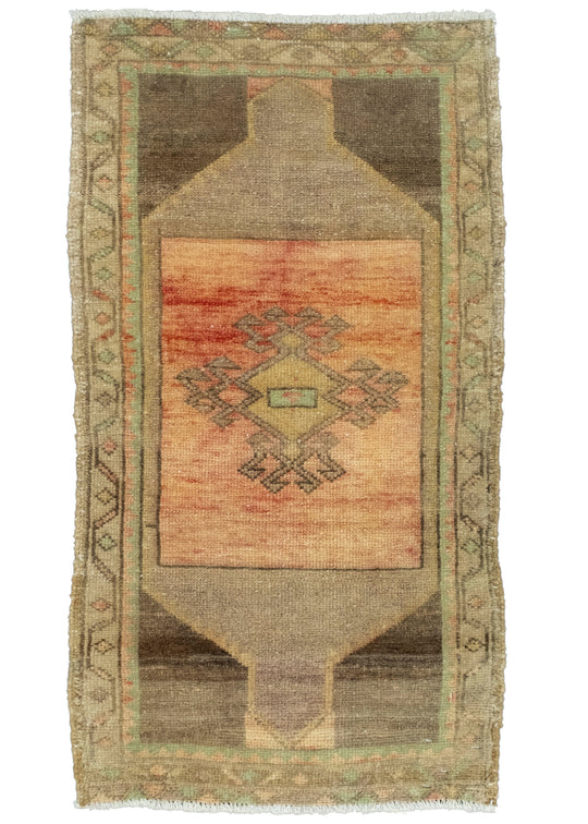 Turkish Mini Rug Oriental Hand Knotted Vintage Rug 1'9" x 3'2" #16701