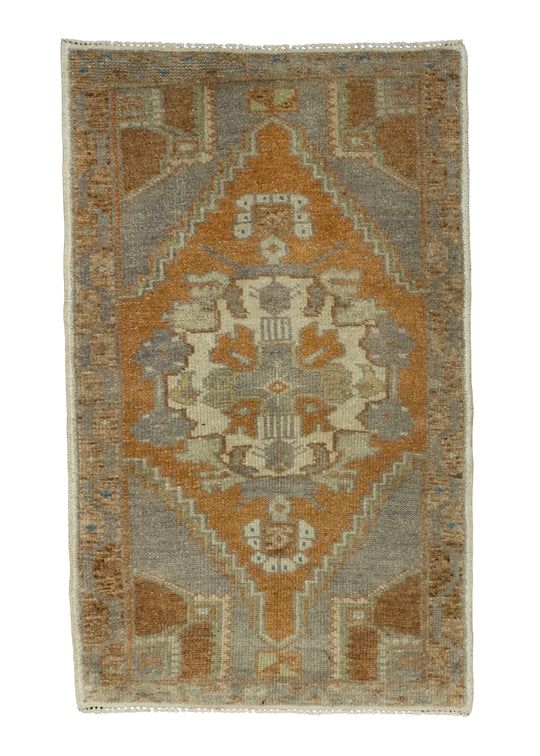 Turkish Mini Rug Oriental Hand Knotted Vintage Rug 1'10" x 2'11" #16288