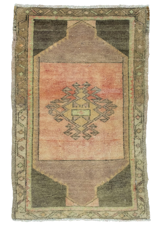 Turkish Mini Rug Oriental Hand Knotted Vintage Rug 1'9" x 2'9" #16605