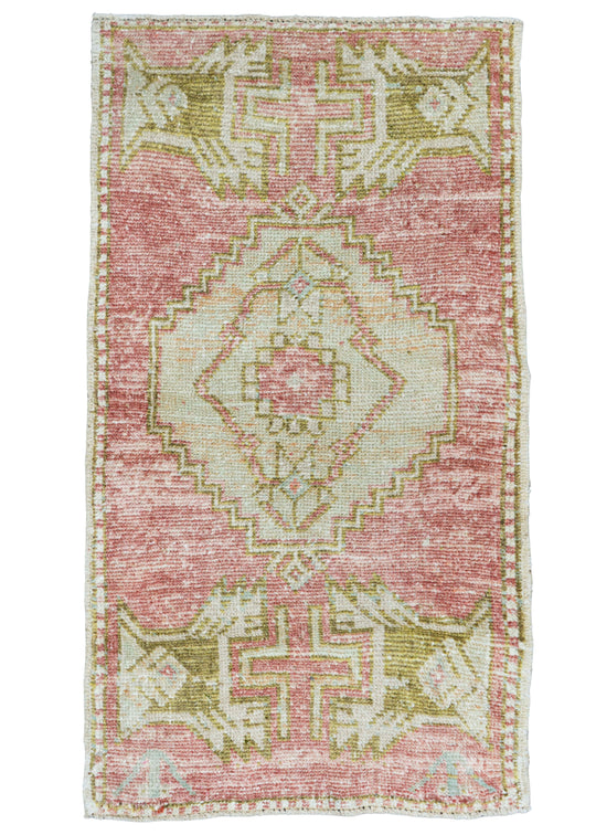 Turkish Mini Rug Oriental Hand Knotted Vintage Rug 1'9" x 3'2" #16782