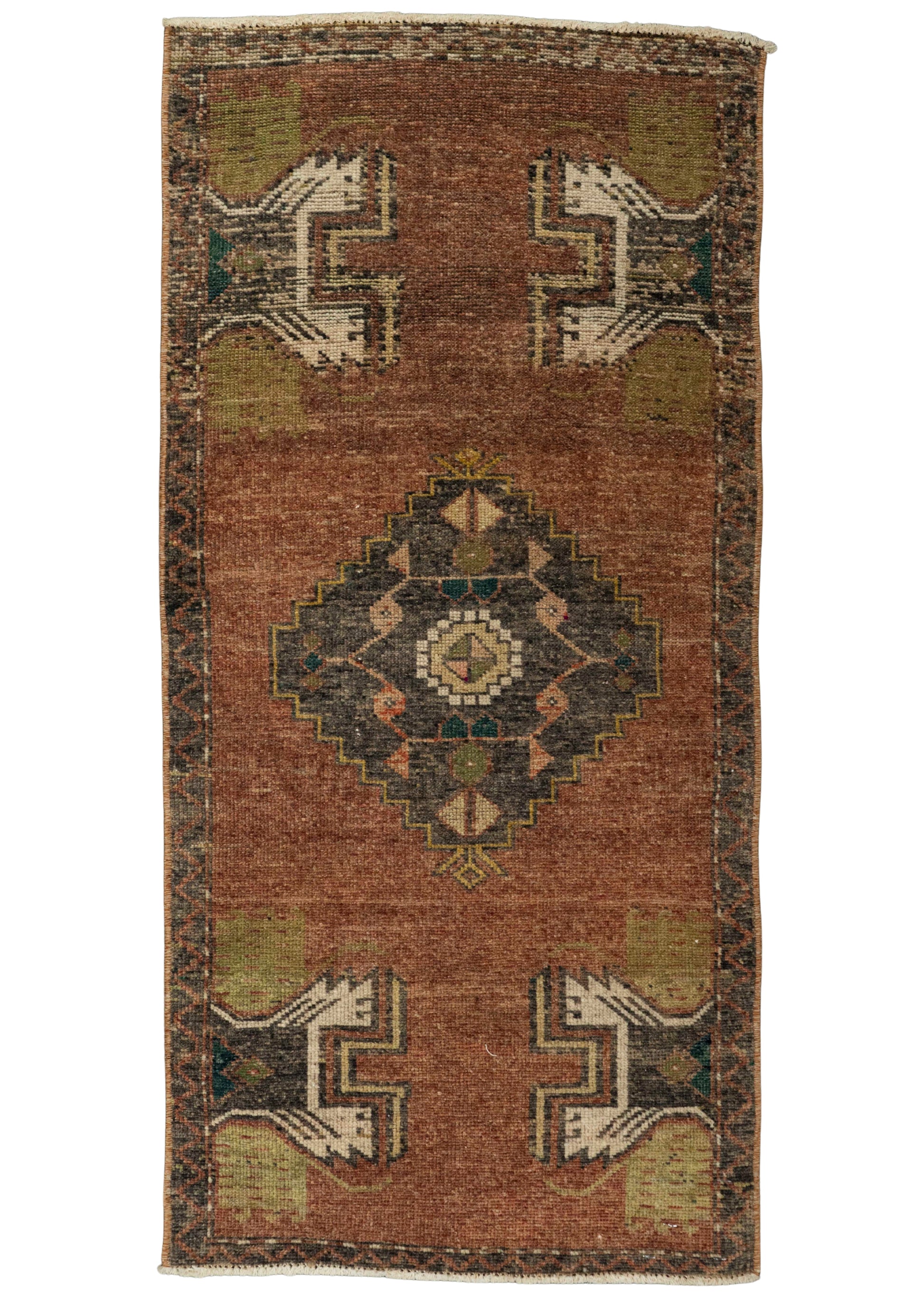 Turkish Mini Rug Oriental Hand Knotted Vintage Rug 1'7" x 3'4" #21275