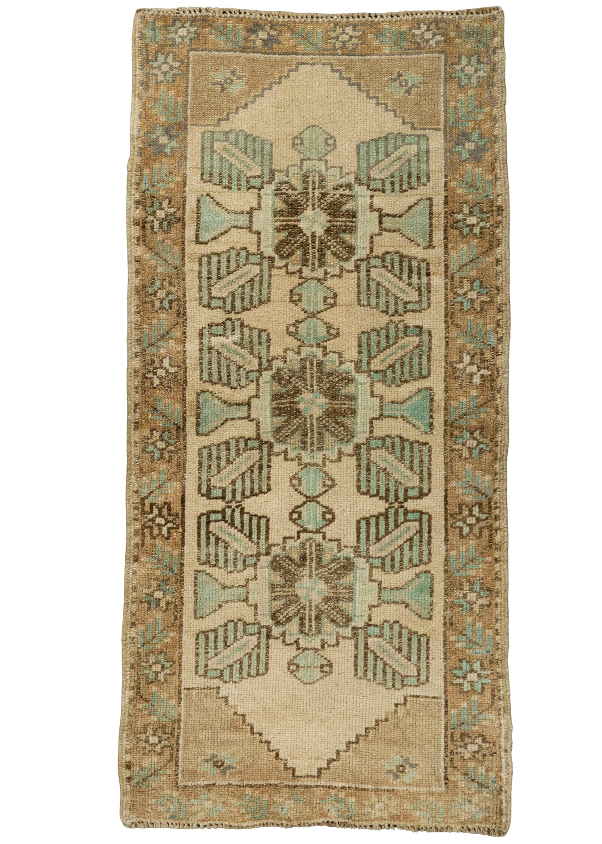 Turkish Mini Rug Oriental Hand Knotted Vintage Rug 1'8" x 3'5" #21078