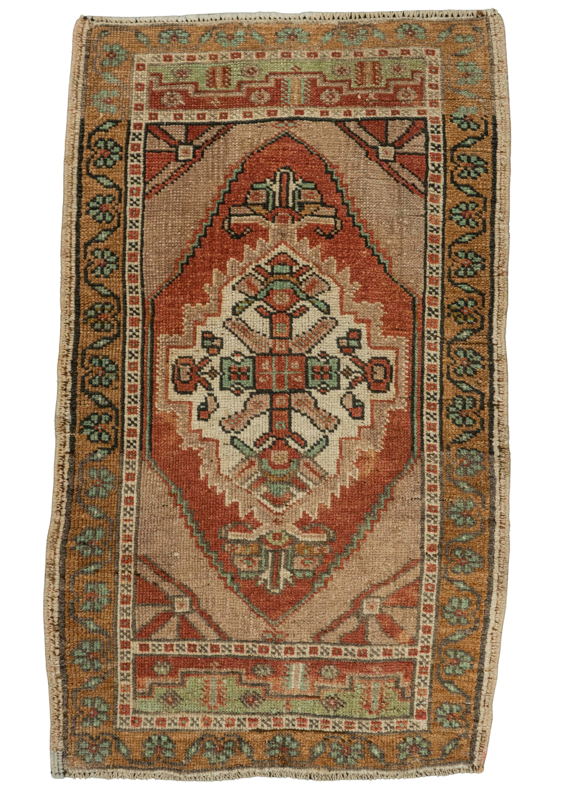 Turkish Mini Rug Oriental Hand Knotted Vintage Rug 1'11" x 3'2" #21210