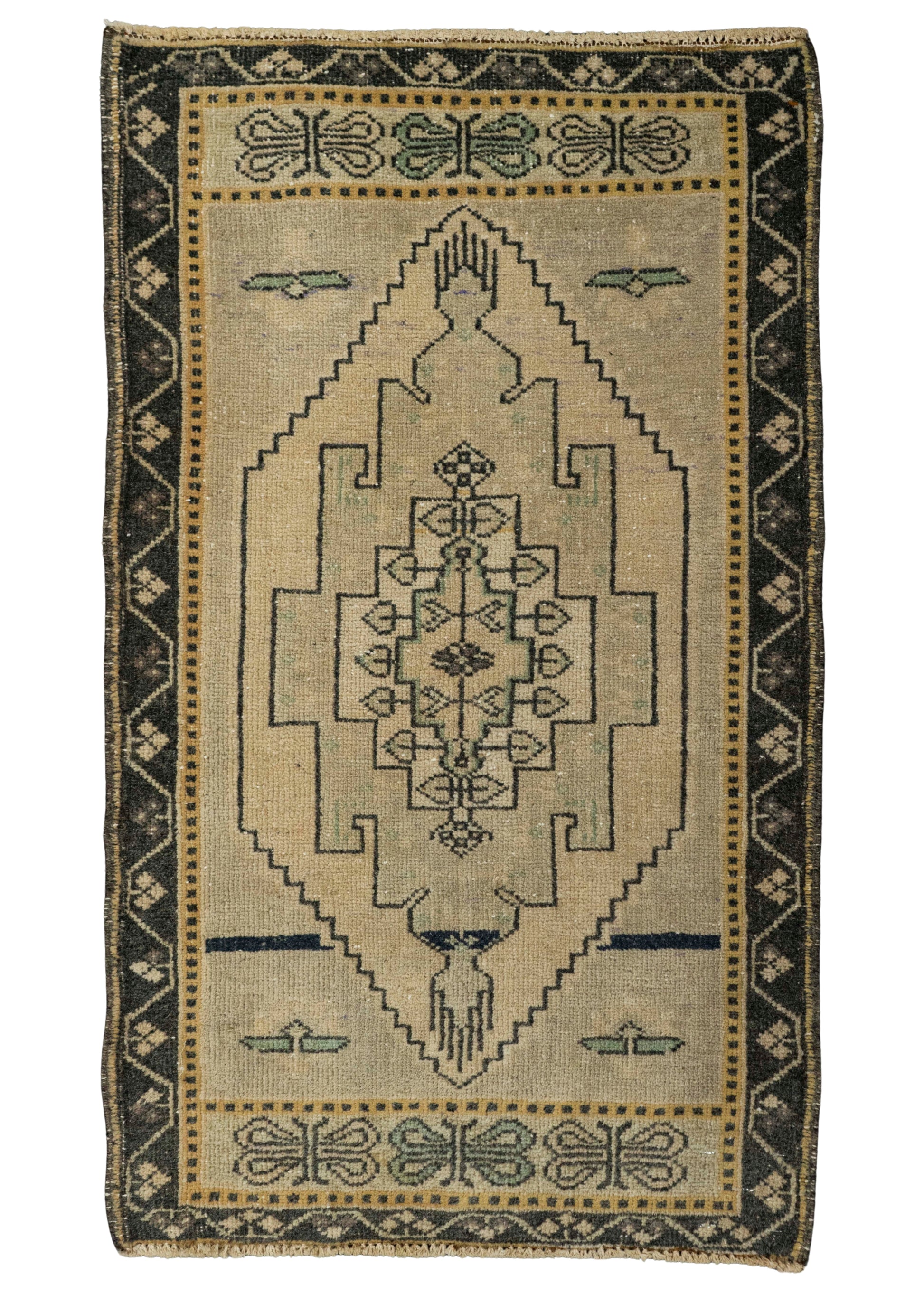 Turkish Mini Rug Oriental Hand Knotted Vintage Rug 1'11" x 3'3" #21202