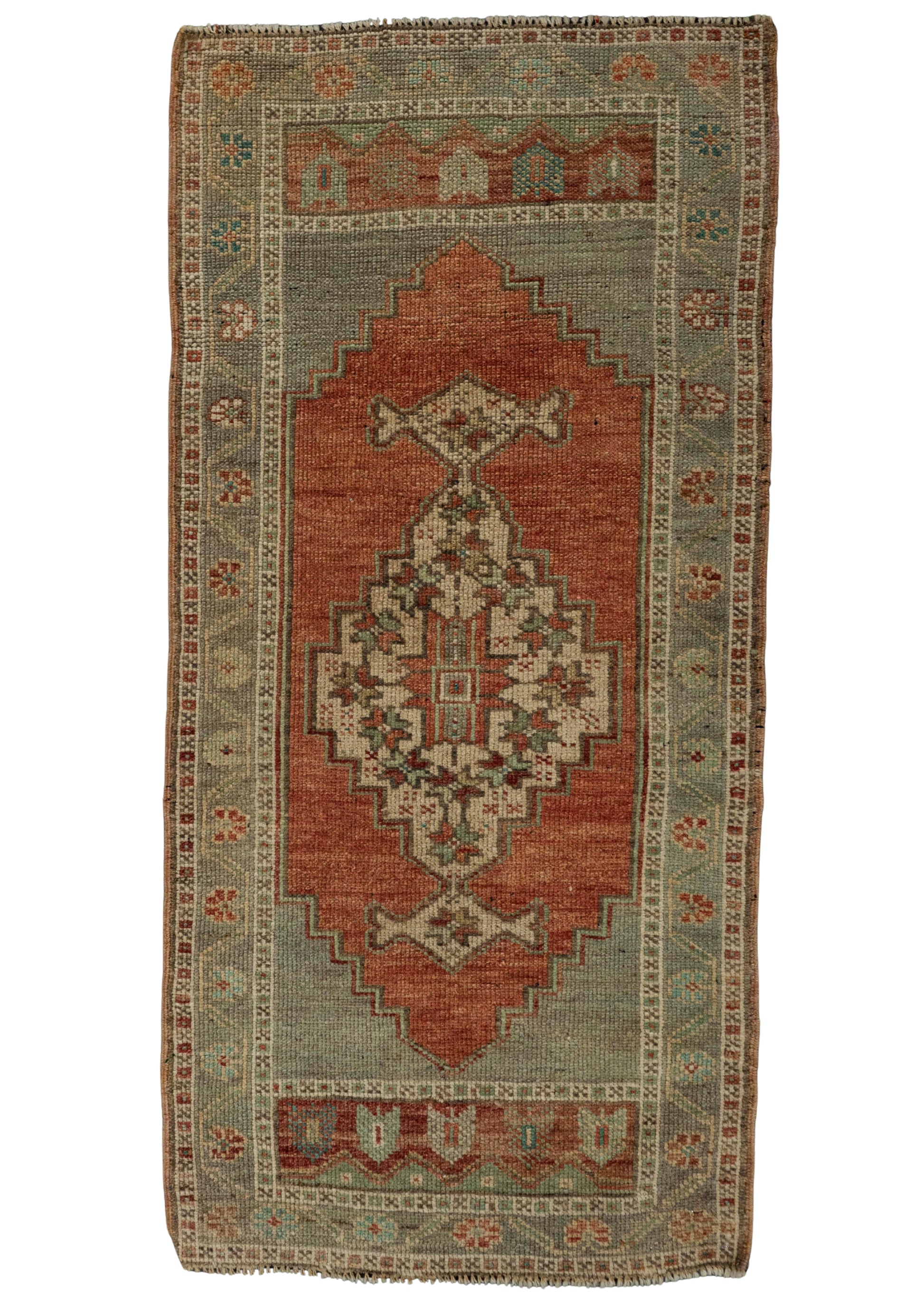 Turkish Mini Rug Oriental Hand Knotted Vintage Rug 1'10" x 3'9" #21250