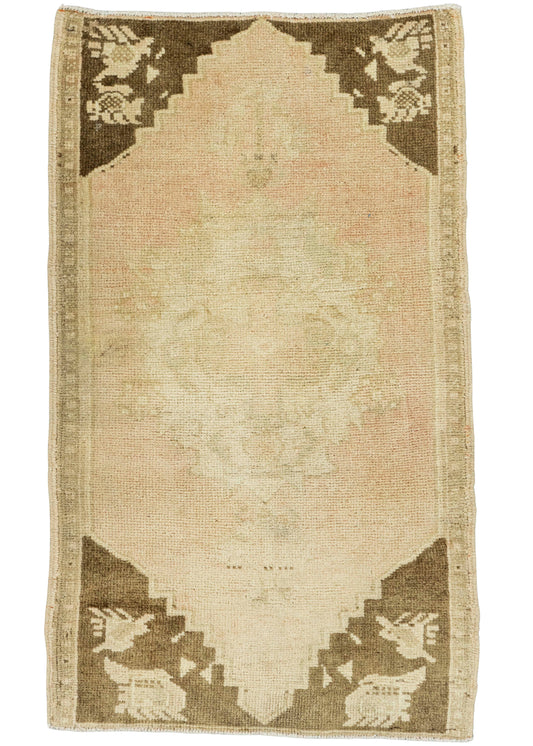 Turkish Mini Rug Oriental Hand Knotted Vintage Rug  1'9" x  3' #22069